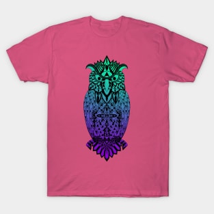 owl in gradient color aesthetics art pattern ecopop T-Shirt